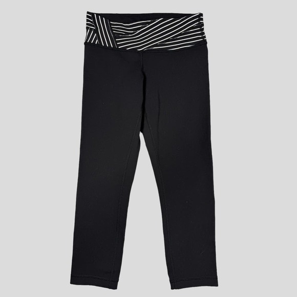 Lululemon Pants - Women's Lululemon Black/white Stripe Top Leggings Size 4